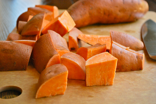 Cubed Sweet Potatoes Mashed Sweet Potatoes recipe and image by Lacey Stevens-Baier, personal chef of Sweet Pea Chef