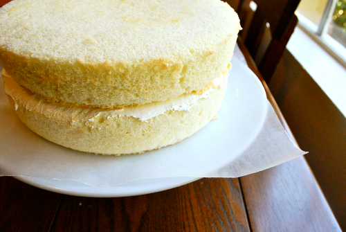 Cake Layers Golden Chiffon Cake with Seven-Minute Frosting recipe and image by Lacey Stevens-Baier, personal chef of Sweet Pea Chef