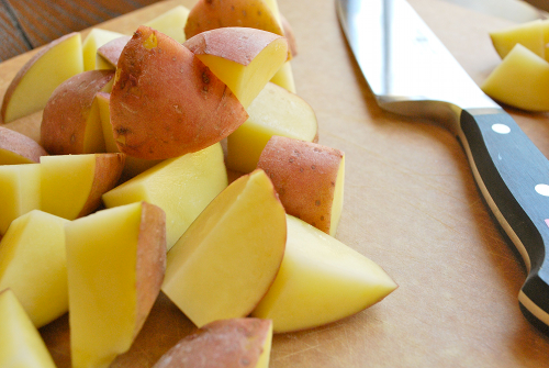 Red Potato Cubes Potato Salad recipe and image by Lacey Stevens-Baier, personal chef of Sweet Pea Chef